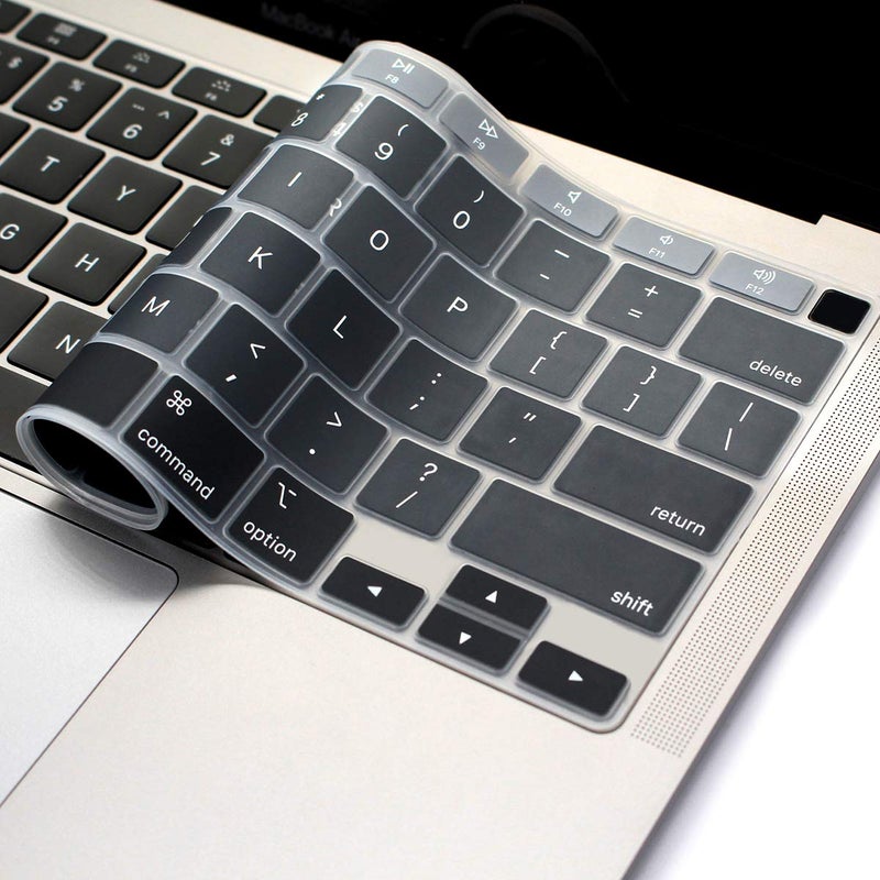 ProElife Ultra Thin Silicone Keyboard Cover Skin for 2021 2020 MacBook Air 13 Inch with Touch ID (MODLE A2179 and A2337 Apple M1 Chip, U.S Layout) Keyboard Accessories Protector (Ombre Gray) - Image 3